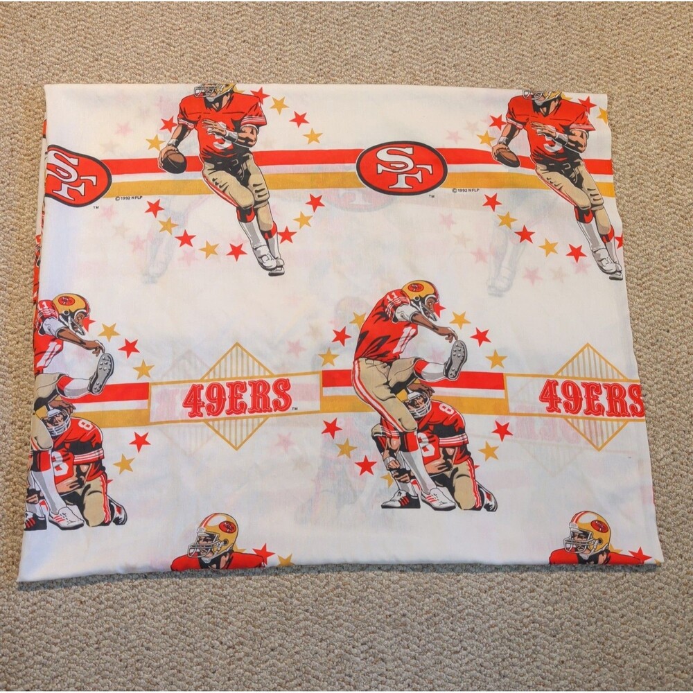Vintage San Francisco 49ers Football Twin Flat Sheet Bedding Retro 1992